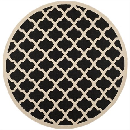 Safavieh 4 Ft. X 4 Ft. Round Indoor-Outdoor Courtyard- Black And Beige- Machine Made Rug CY6903-266-4R